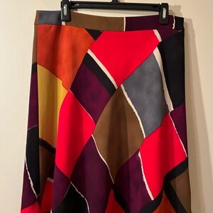 LOFT Colorblock A-Line Skirt EUC Sz 10 Fully Lined Geometric Colorful Modern Art